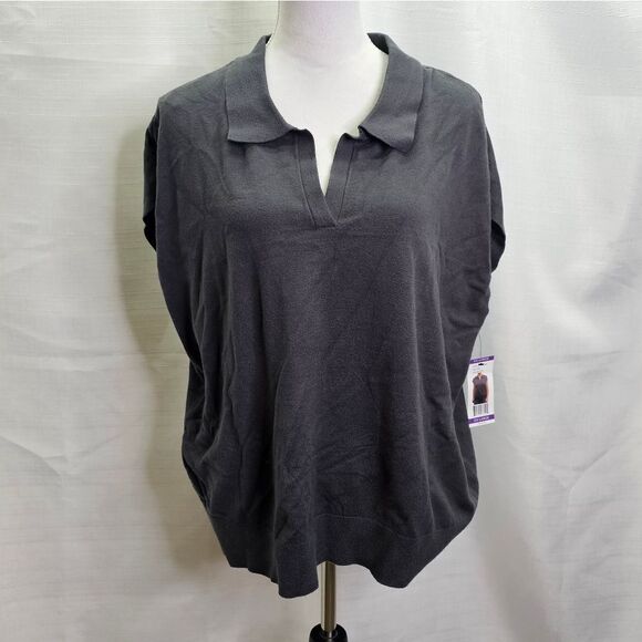 DKNY Gray Sleeveless Collared Sweater Size XXL - Picture 4 of 15